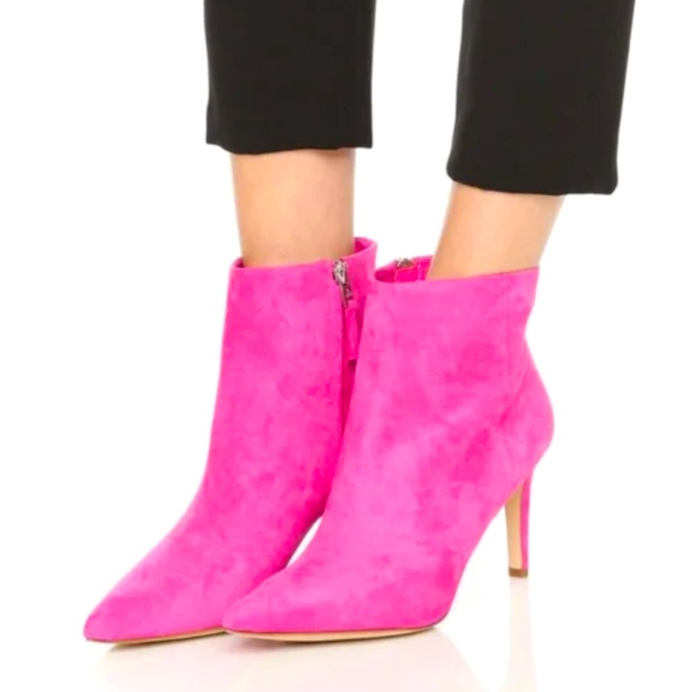 Same Edelman Fuchsia Suede Ankle Booties